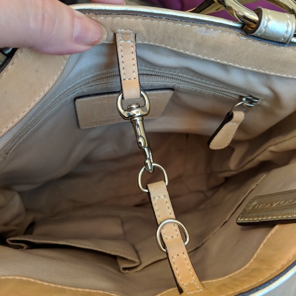 Tan and gold Coach purse - Picture 3 of 6